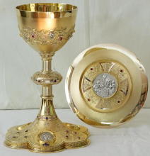 Solid silver gilt antique French Gothic Chalice.